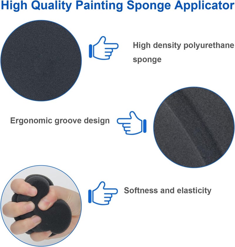 Boyistar Paint Sponge Applicator 3Pcs, Black Detail Painting Sponge for Car Waxing, Wall Repairing Kitchen Cleaning with Storage Mesh Bag (Black) - Image 2